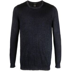 AVANT TOI Men's Distressed Crew Neck Knit Sweater Men BLUE Sweaters & Cardigans